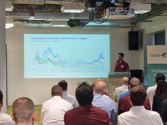 Martin Leinweber of MarketVector Indexes presenting his research to a full room at a Finance Loop event
