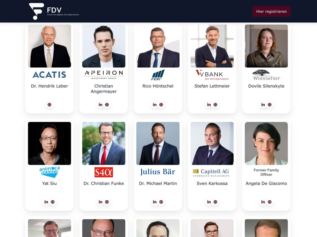 Forum für digitale Vermögenswerte - FDV 2026 - Alternative Assets für Banken und Family Officers - Konferenz FDV 2026 Frankfurt am Main