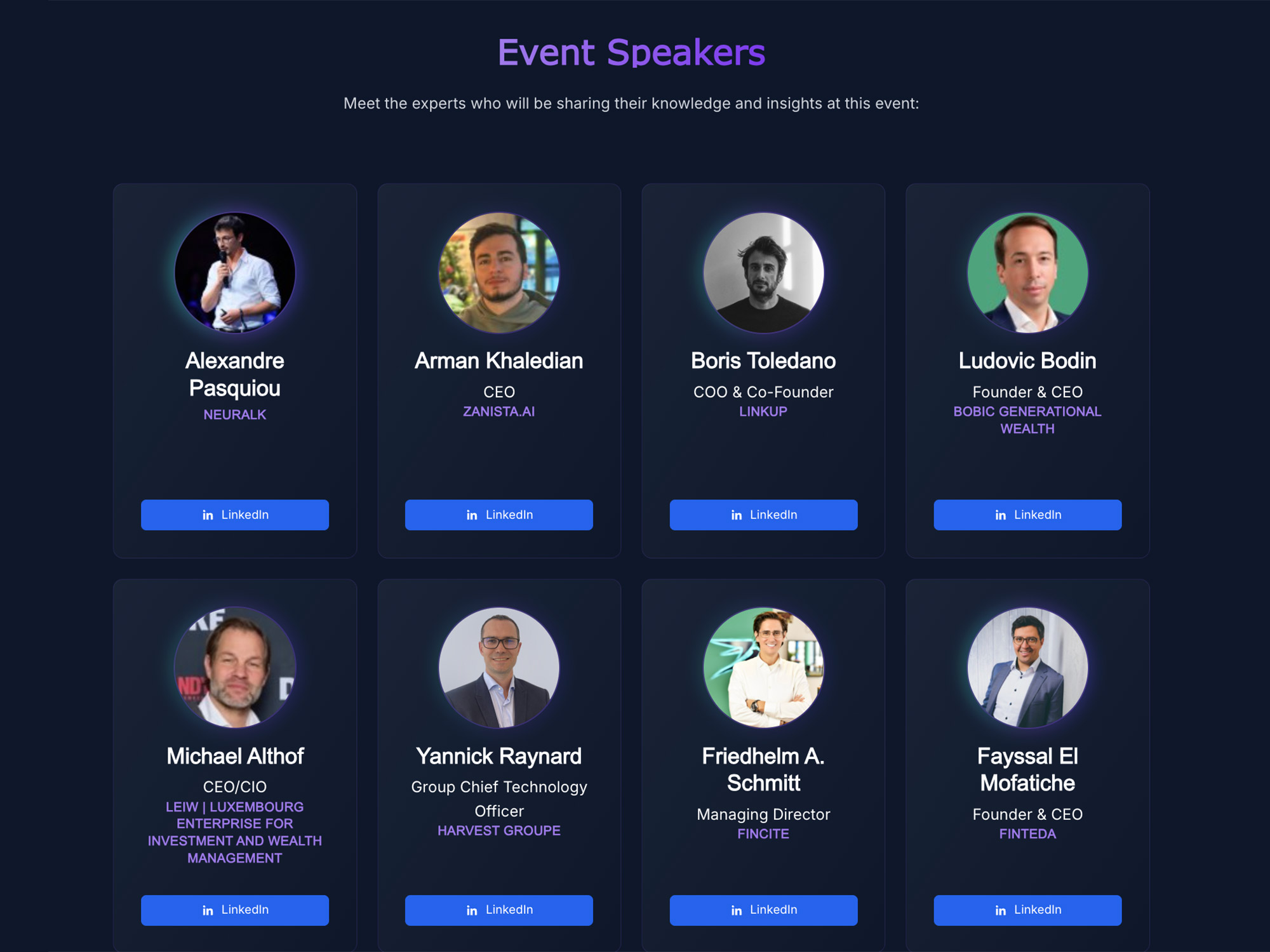 AI Finance Paris - Event in June 2026 - Artificial intelligence in wealth management - speakers